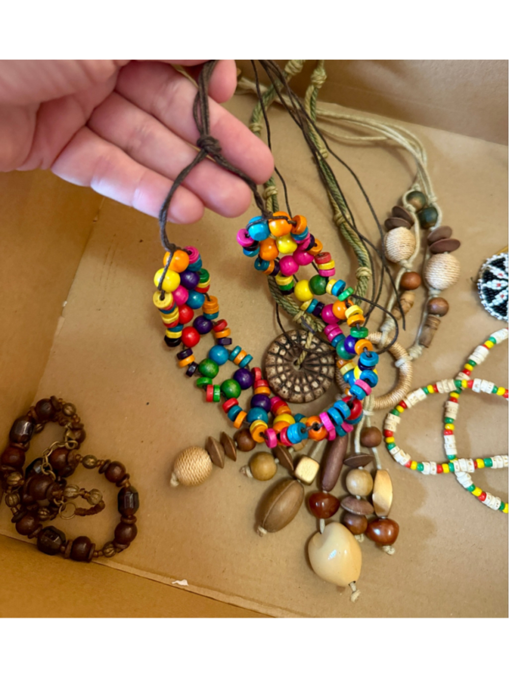 6 pc lot Women's Boho Multi-color Beaded Necklaces wood - Picture 6 of 10
